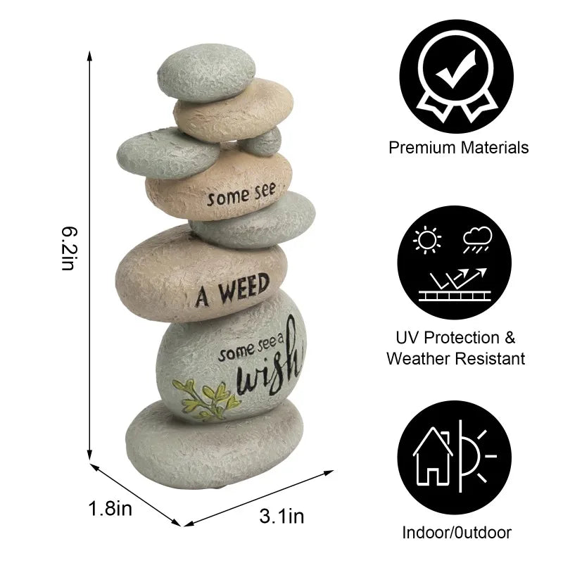 Garden Stones Outdoor Decor Stacked Rocks Resin Cairn Stones Statue for Japanese Zen Garden Decor and Fish Tank Aquarium