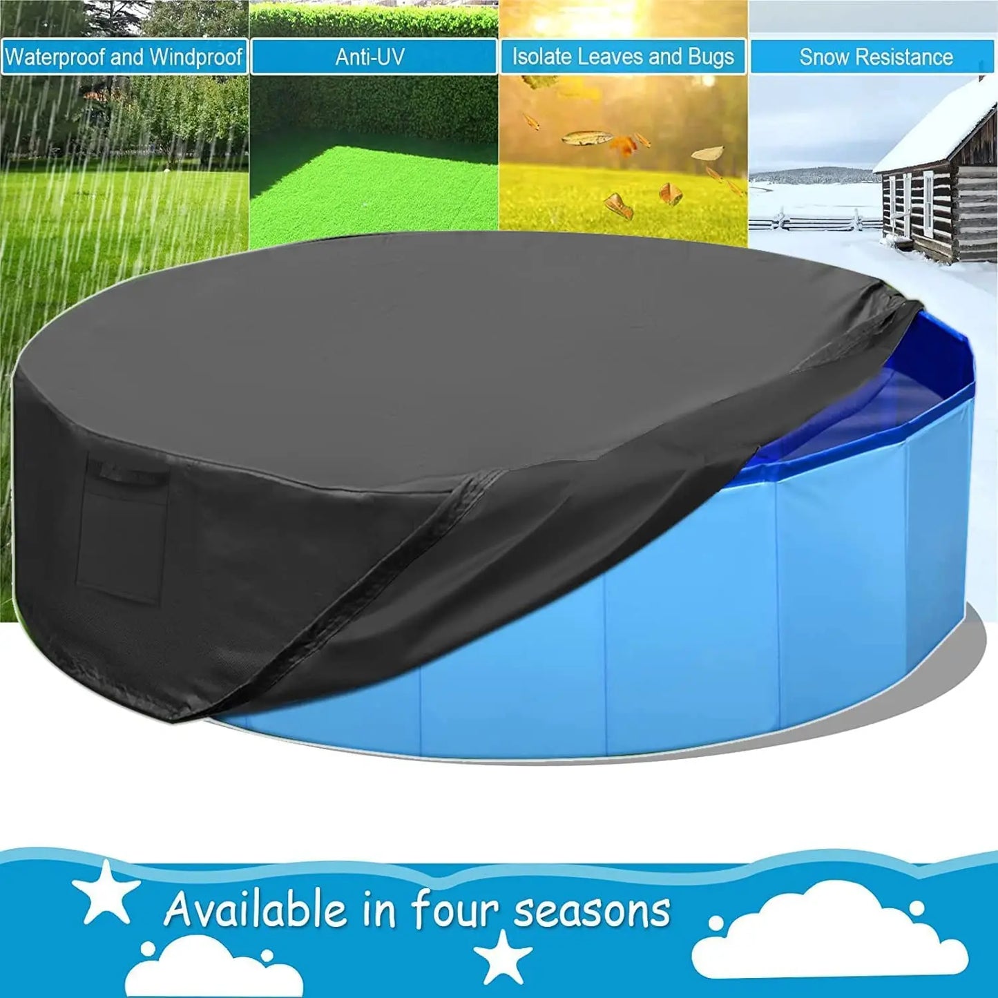 Dog Swimming Pool & Pool Cover Portable Plastic Pool for Large Dogs