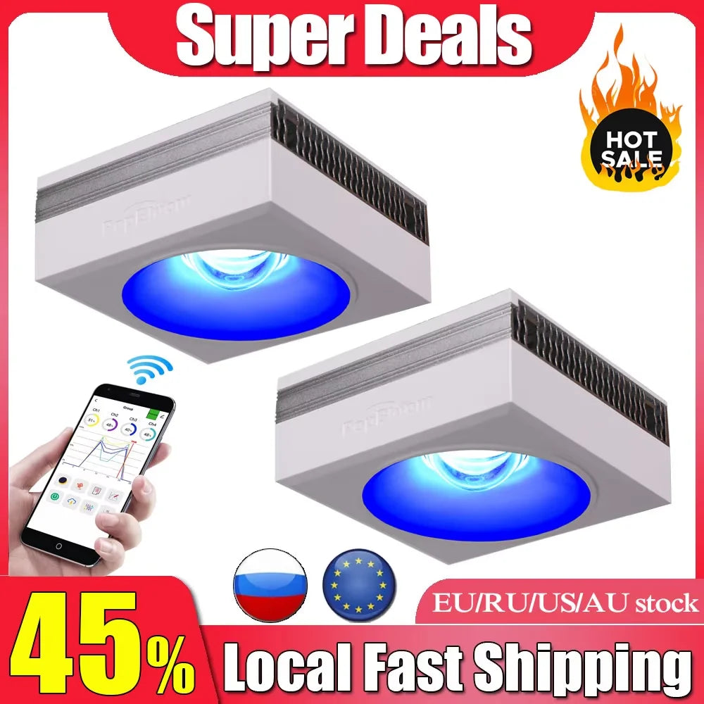 New PopBloom RL90 WiFi LED Aquarium Light Full Spectrum Reef Light for Saltwater Coral Growth in Marine Aquarium Tank