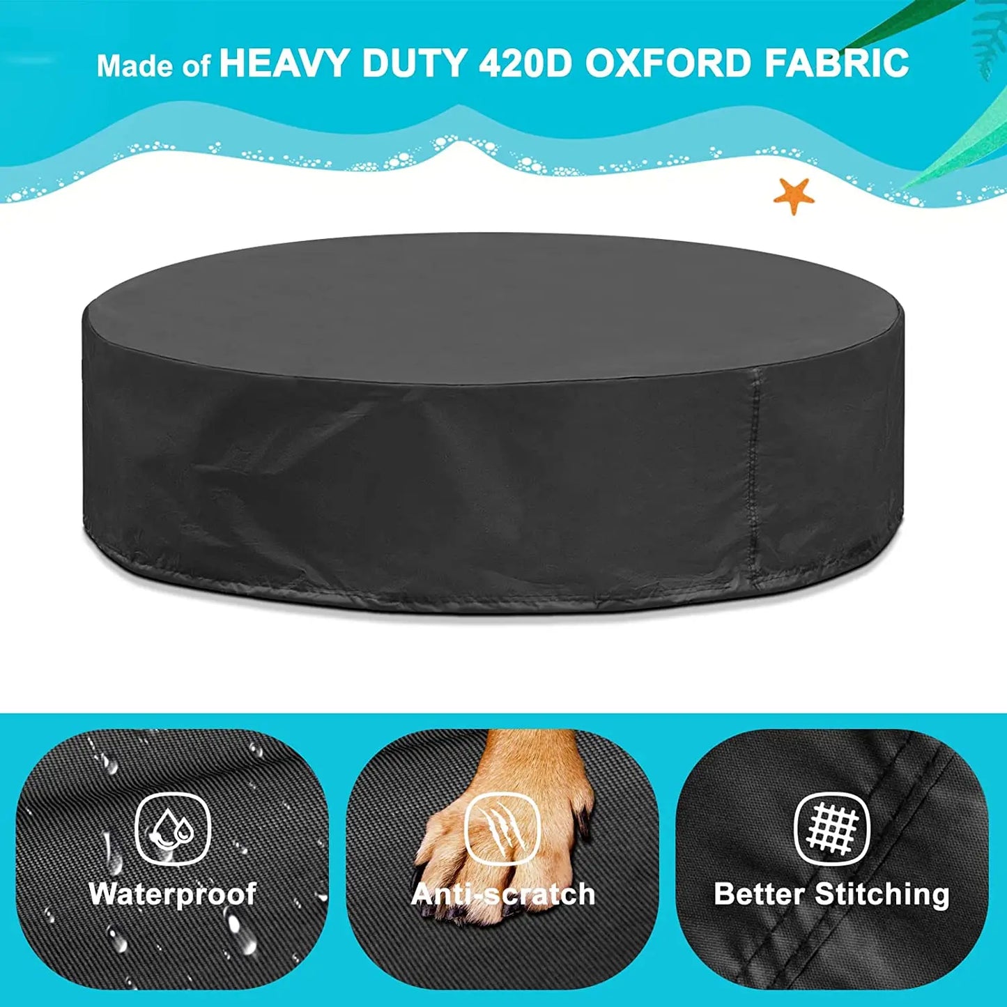 Dog Swimming Pool & Pool Cover Portable Plastic Pool for Large Dogs
