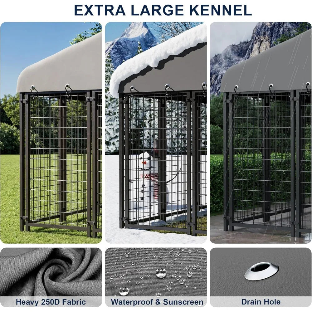 Dog Kennel 10X10FT Outside Heavy-Duty Dog Cage with Roof