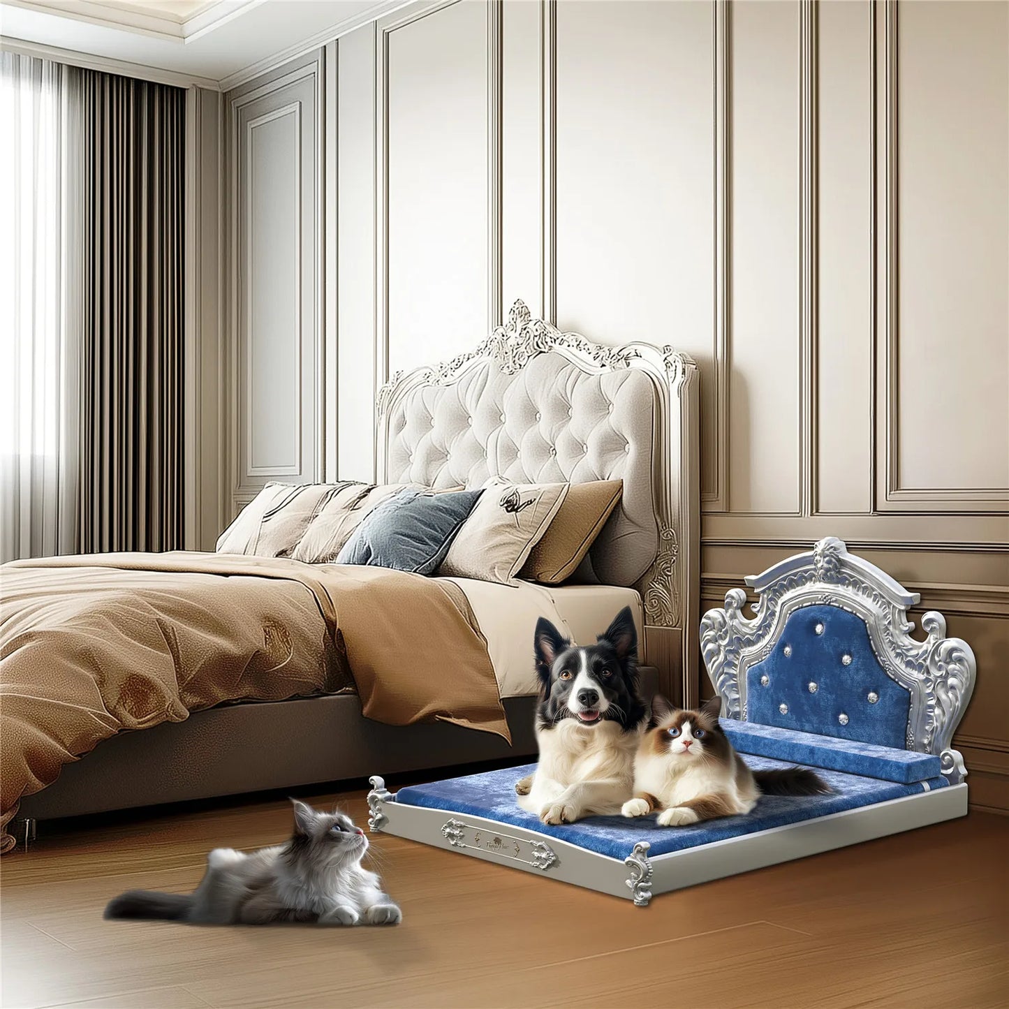 Bingopaw Luxury Pet Bed with Headboard for Medium Dogs