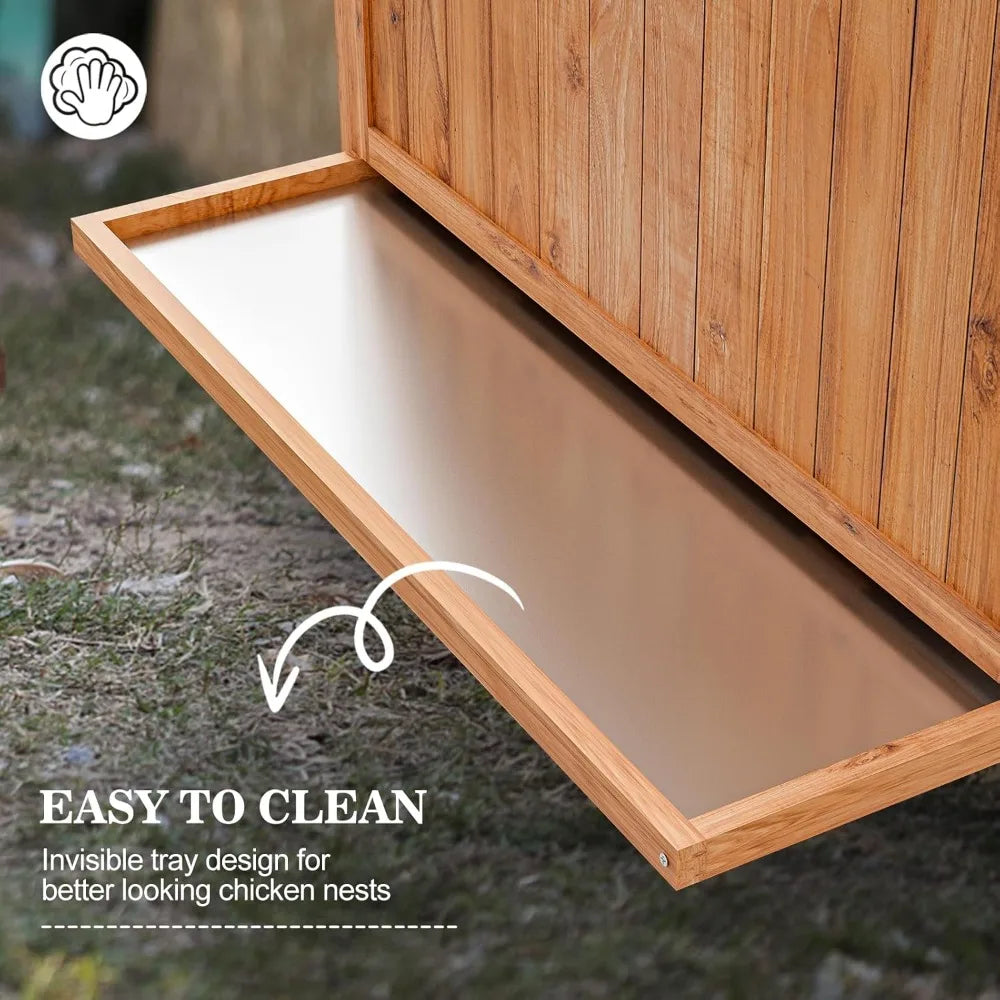 Wooden Outdoor Chicken Coop With Waterproof Roof Nest Boxes