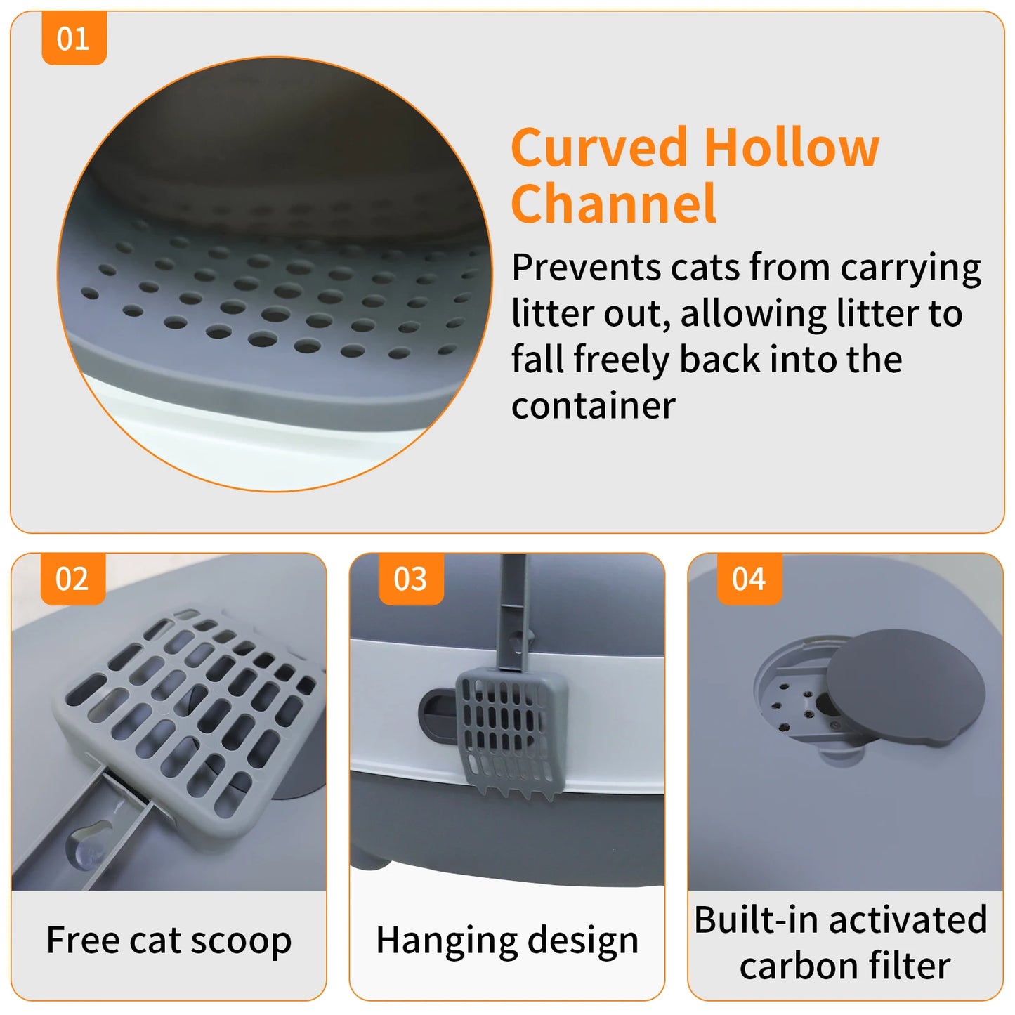 Hooded Oval Cat Litter Box Front Entry Enclosed With Scoop