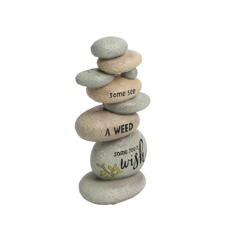 Garden Stones Outdoor Decor Stacked Rocks Resin Cairn Stones Statue for Japanese Zen Garden Decor and Fish Tank Aquarium
