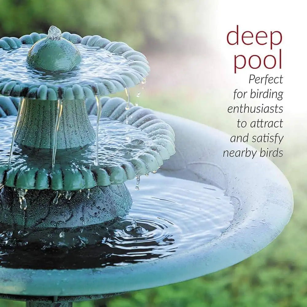 Blue 3 Tier Pedestal Bird Bath Outdoor Fountain Garden Decor