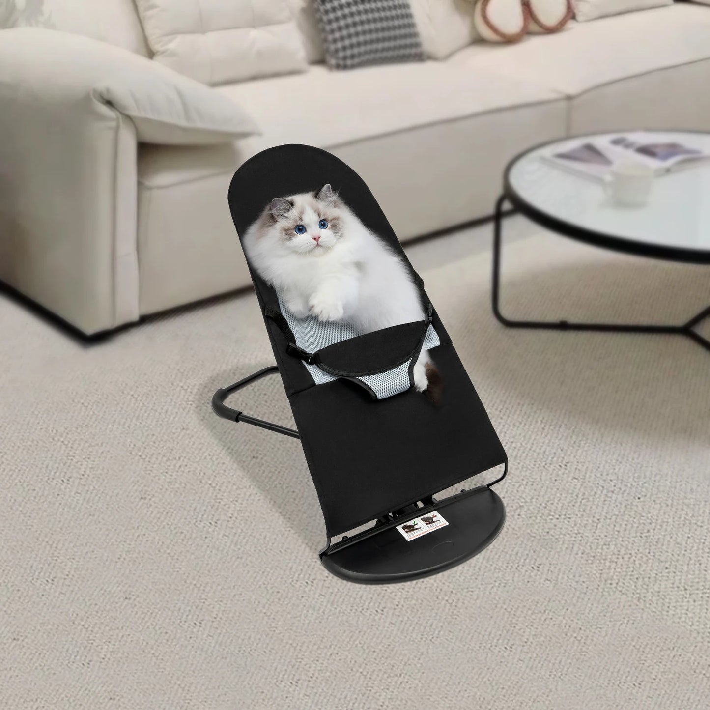 Black Pet Rocking Chair Foldable Rack For Pets Under 33.07 Lb