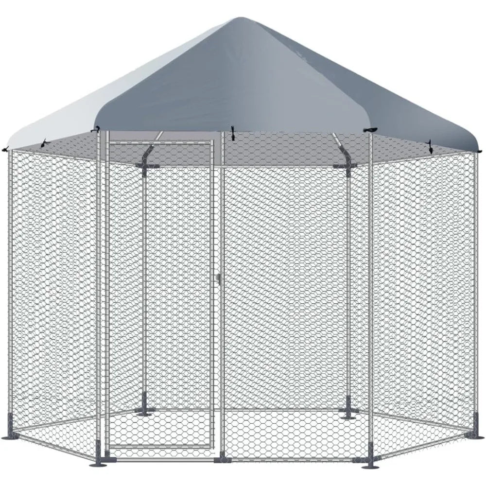 Large Metal Chicken Coop Run Waterproof Cover 9.2Lx4.6Wx8H