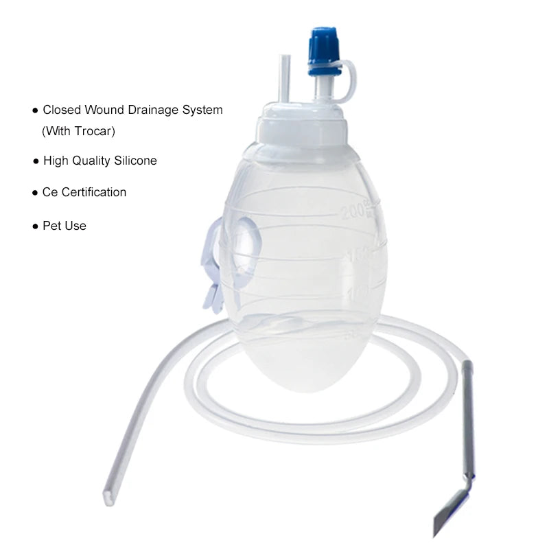 Silicone Drainage System Medical Silicone Negative Pressure Ball Drainage Tube Veterinary Equipment Pet Surgical Instruments