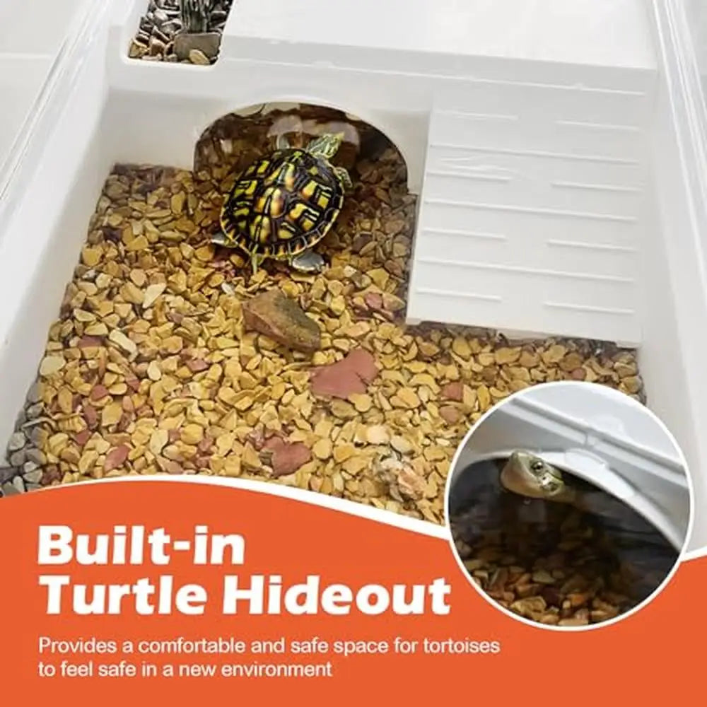 Aquatic Turtle Tank Habitat Kit with Hideout Basking Platform and Multi Function Area