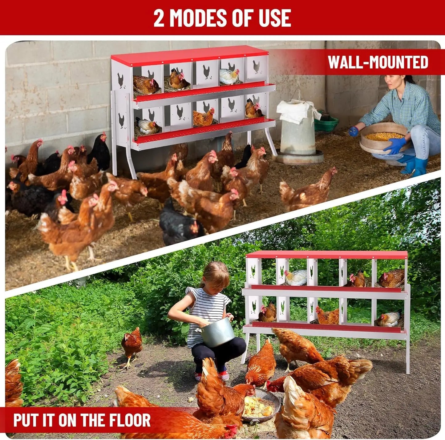 6 8 10 Grids Chicken Nesting Box Roll Away Egg Collection