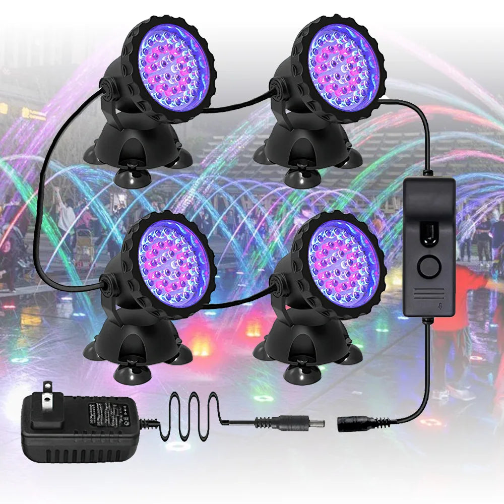 36 LEDs RGB Underwater Spotlight 12V IP68 Waterproof Fountain Fish Tank Swimming Pool Pond Aquarium Garden Lamp