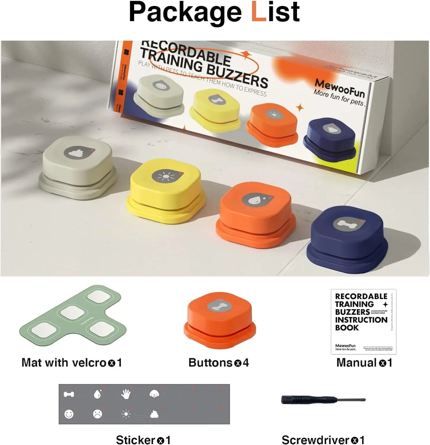 Mewoofun Dog Buttons with Rubber Mat Recordable Talking Set