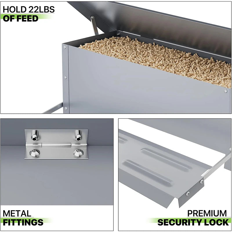 Automatic Chicken Feeder Poultry Feeding Box Feed Trough Dispenser Stainless Steel Equipment