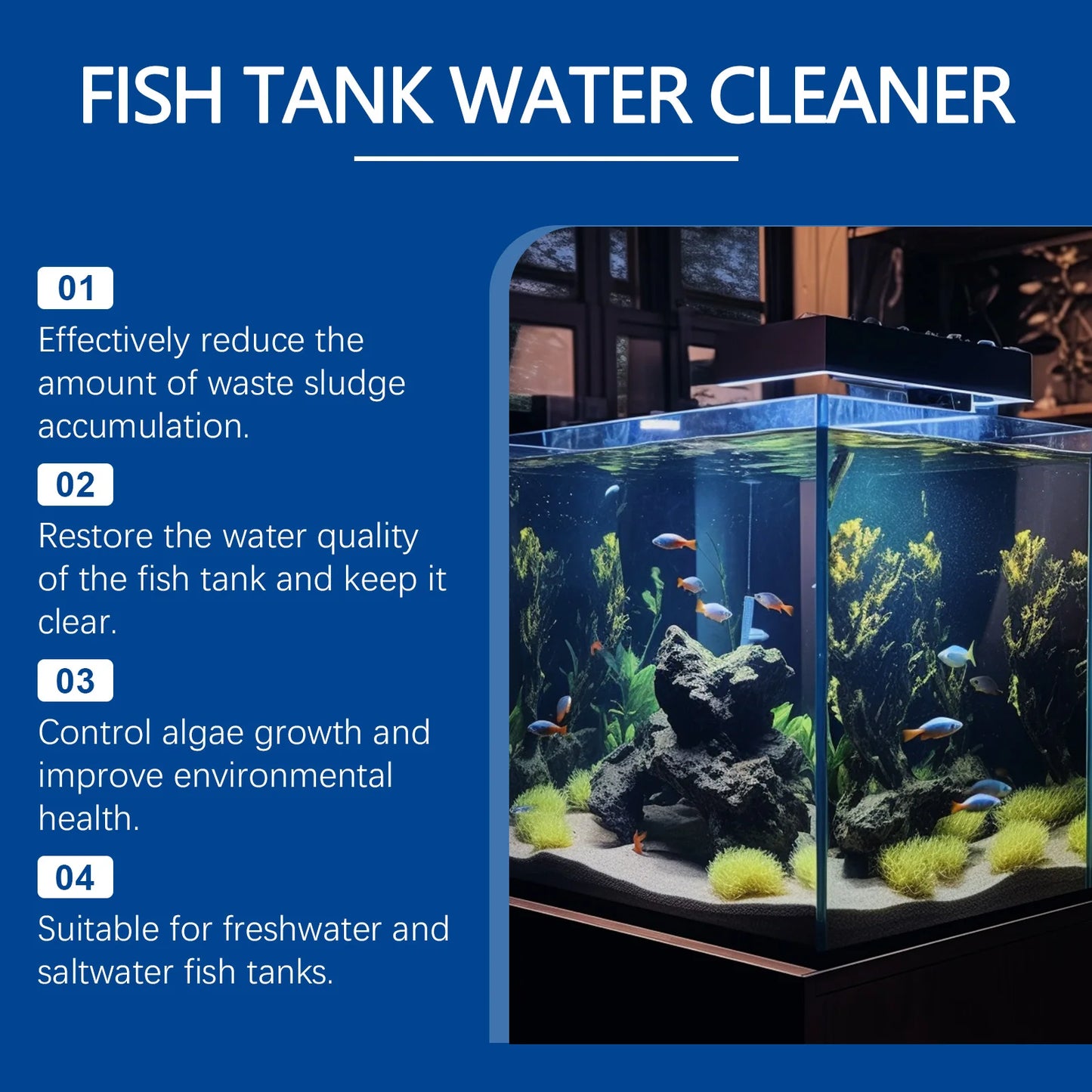 Yegbong Natural Fish Tank Water Cleaner for Algae Control and Clear Water