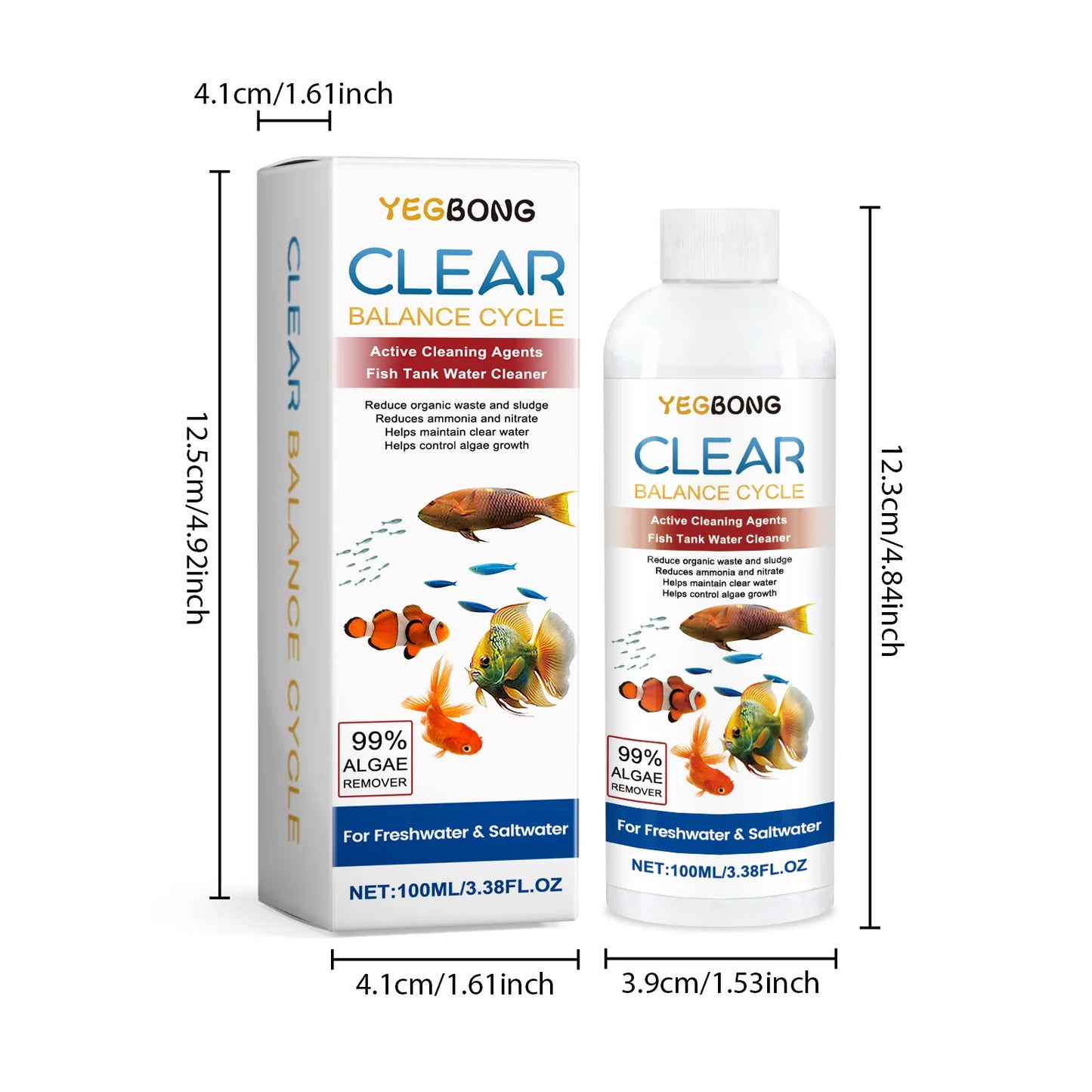 Yegbong Natural Fish Tank Water Cleaner for Algae Control and Clear Water