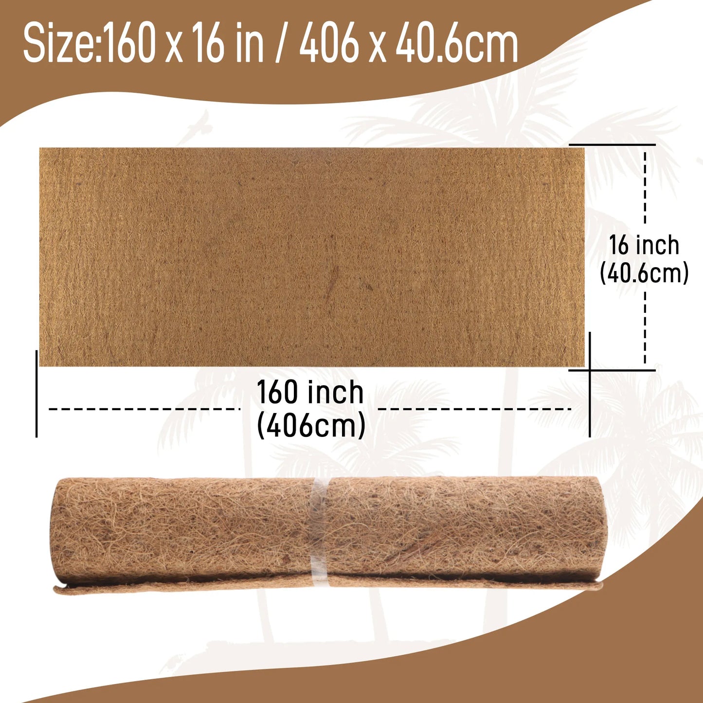 Coco Liner Roll, 16 x 160 Inch Coconut Fiber Liners