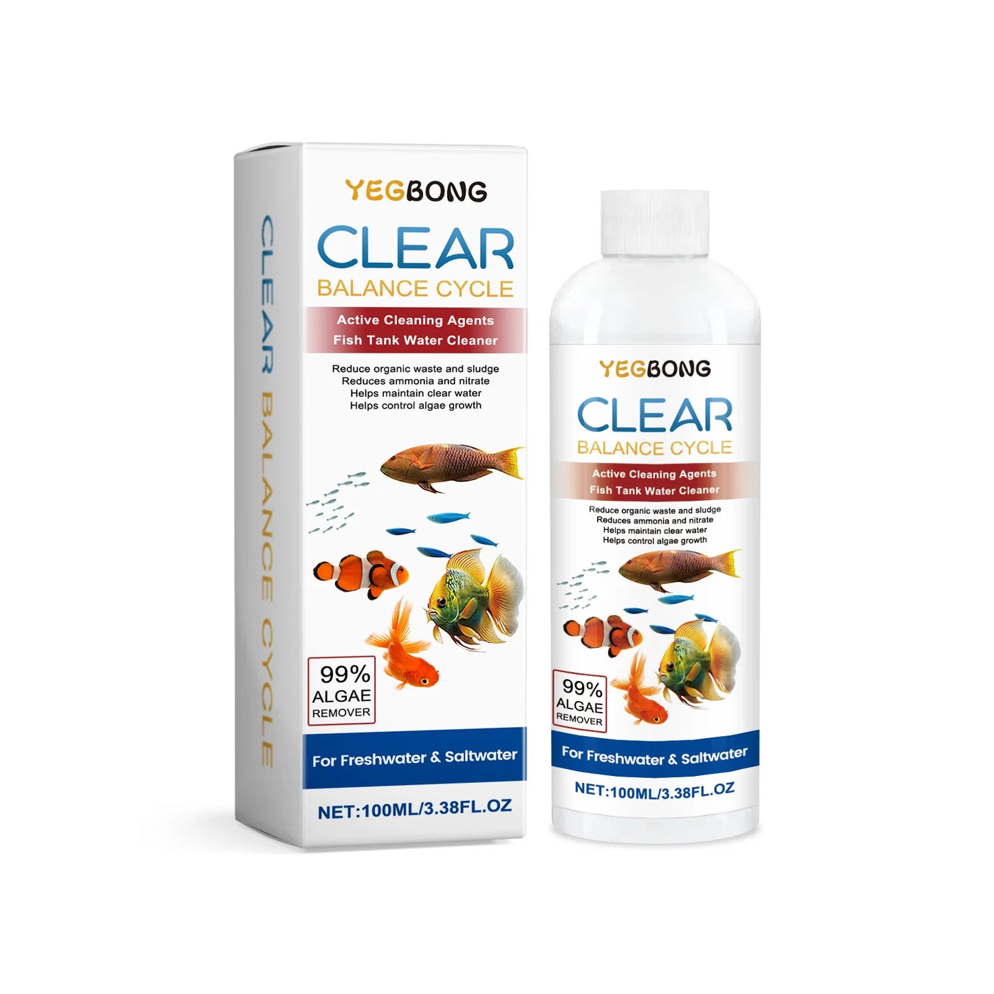 Yegbong Natural Fish Tank Water Cleaner for Algae Control and Clear Water