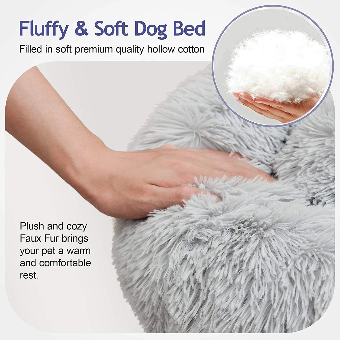 Donut Dog Bed Warm Soft Plush Pet Bed For Large Small Dogs