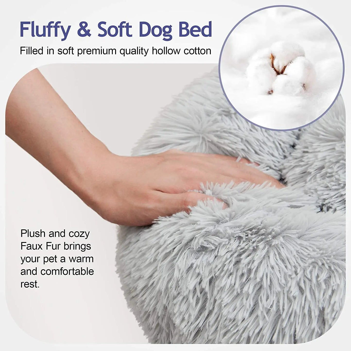 Donut Dog Bed Warm Soft Plush Pet Bed For Large Small Dogs