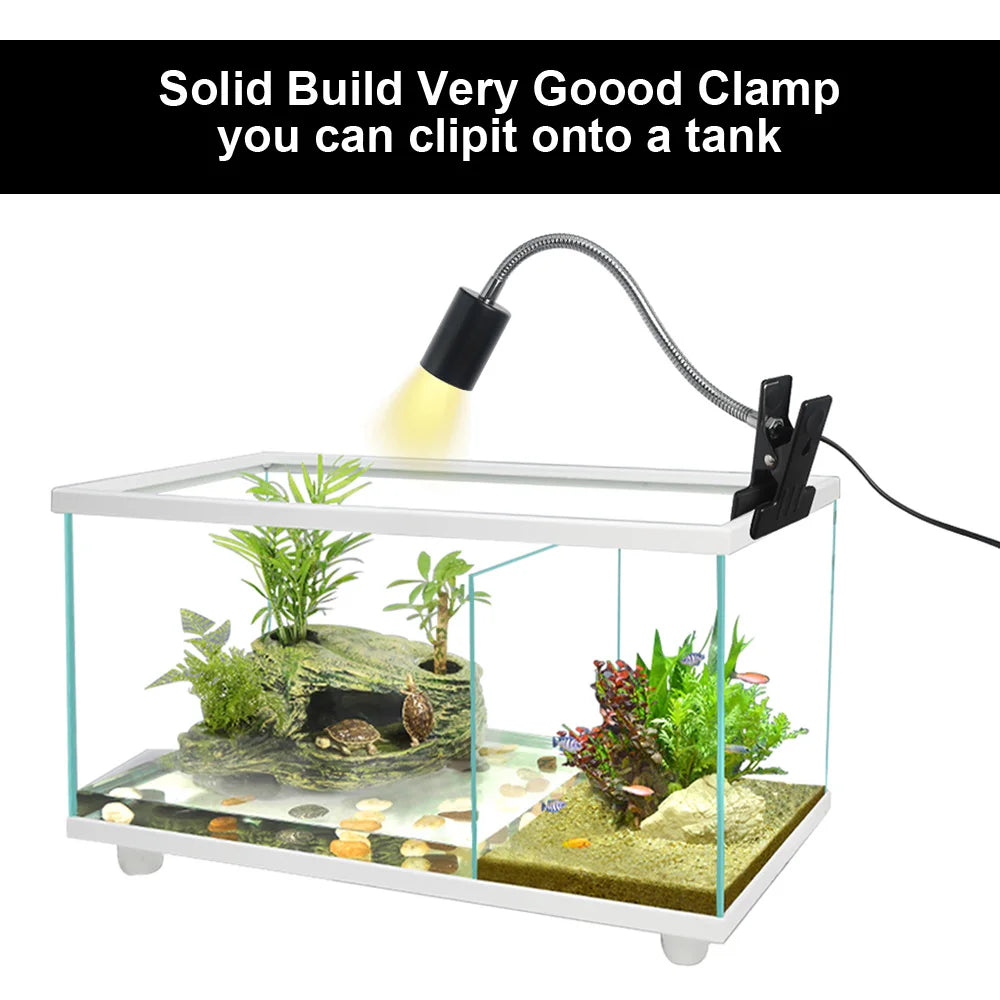 Reptile Heat Lamp Bulb With Clip-on Dimmable UVA UVB