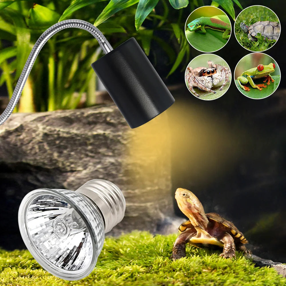 Reptile Heat Lamp Bulb With Clip-on Dimmable UVA UVB