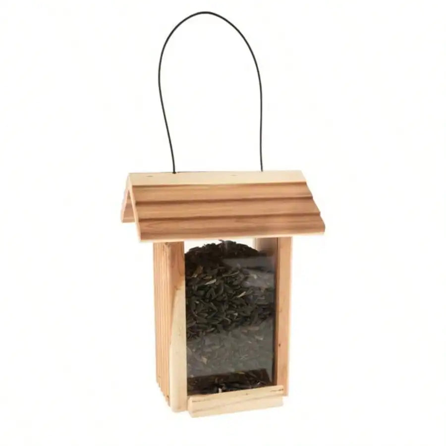 4 Pack Red Cedar Dinette Hopper Bird Feeder 1.25 Lb Seed Capacity Outdoor