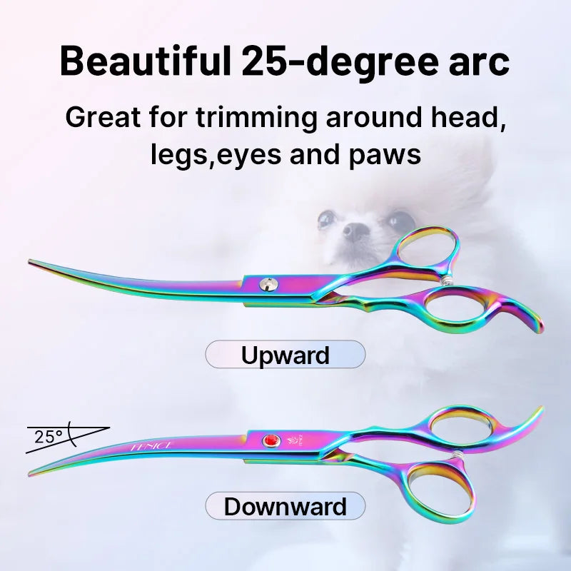 Fenice Classical Model Home Use 9CR Steel 6.5 Inch Rainbow And Black Dog Grooming Scissors Shears Set For Household Pet Owners