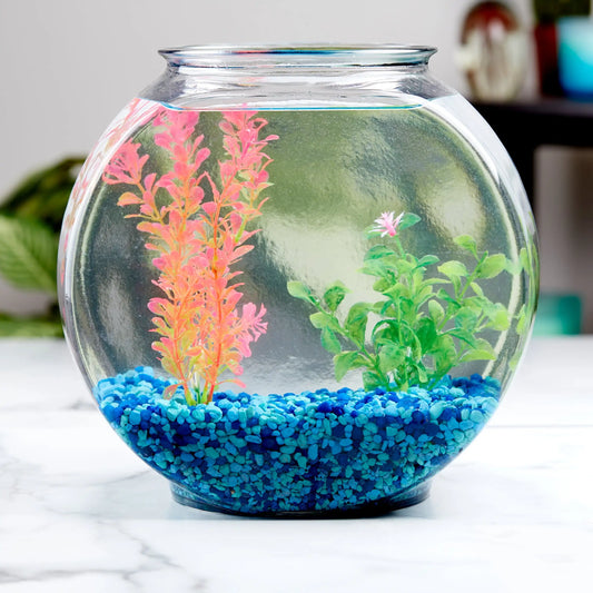 Drum Glass Fishbowl Clear Aquarium Bowl Betta Fish Tank Goldfish Bowl for Home Decor