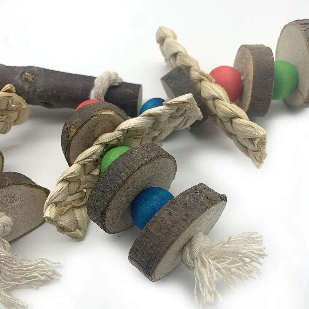 Natural Wooden Bird Chew Toy for Parrots to Reduce Biting