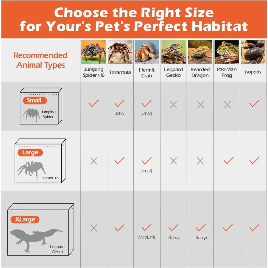 Reptile Terrarium Tank Versatile Enclosure For Gecko And Hermit Crab Habitat