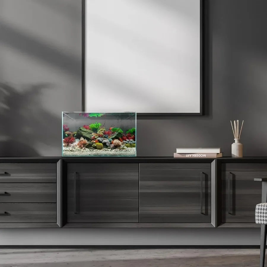 Ultra Clear Rimless Aquatic Display Tank With 45 Degree Mitered Edges 9.3 Gallon Capacity 35.2L 5mm Low Iron Glass