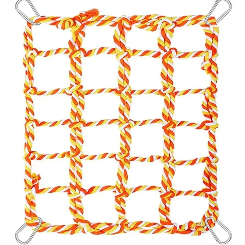 Pet Climb Net Parrot Hamster Squirrel Toys Nylon Rope Hanging Ropes Stand Net Swing Play Rope Ladder Buckles Bird Accessories