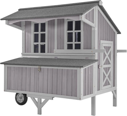 Chicken Coop Mobile Duck Coop with Super Large Wheels Durable Hen House 48.6" Rabbit Hutch for 3-6 Chickens