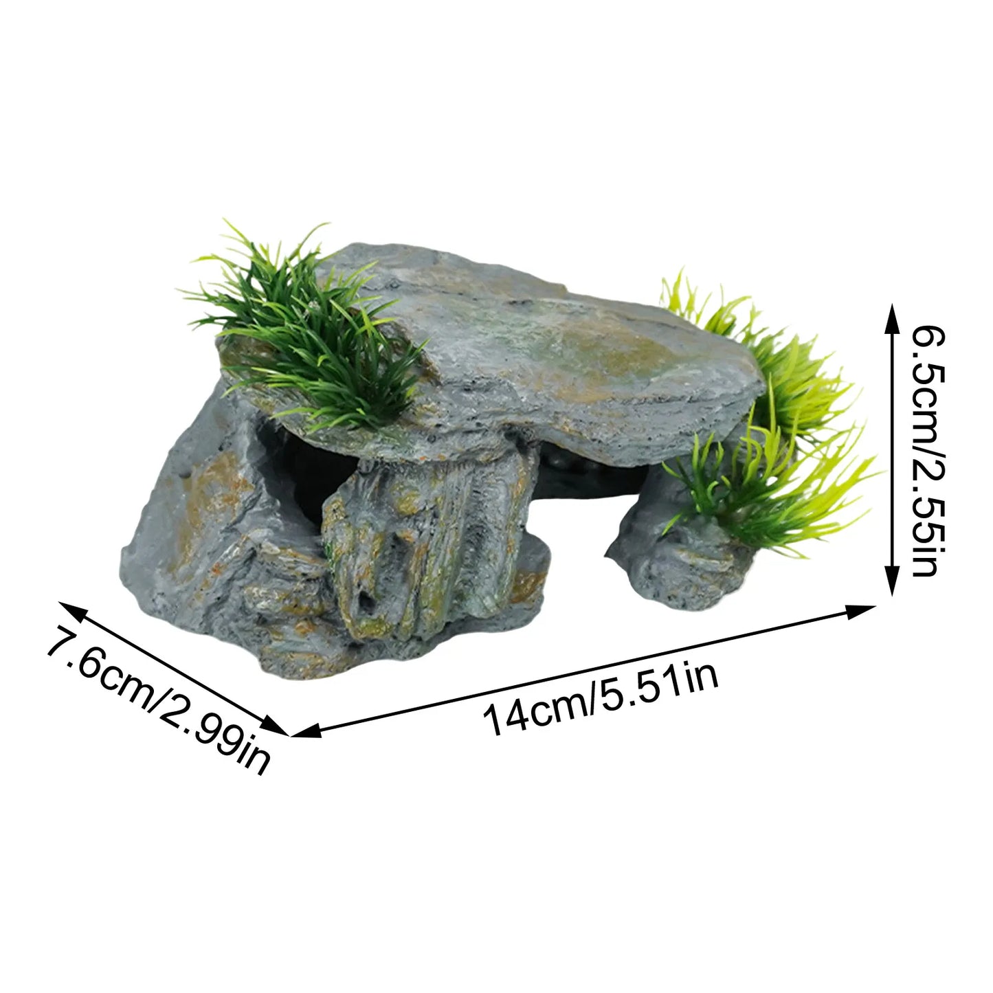 Aquarium Reptile Cave Turtle Bask Platform Rock Hide