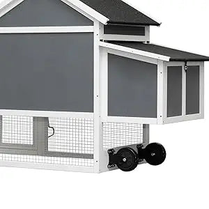 Henhouse 71” Movable Chicken Coop with Wheels for 4-6 Chickens Outdoor Coop with Run and Nesting Box Wooden Duck House
