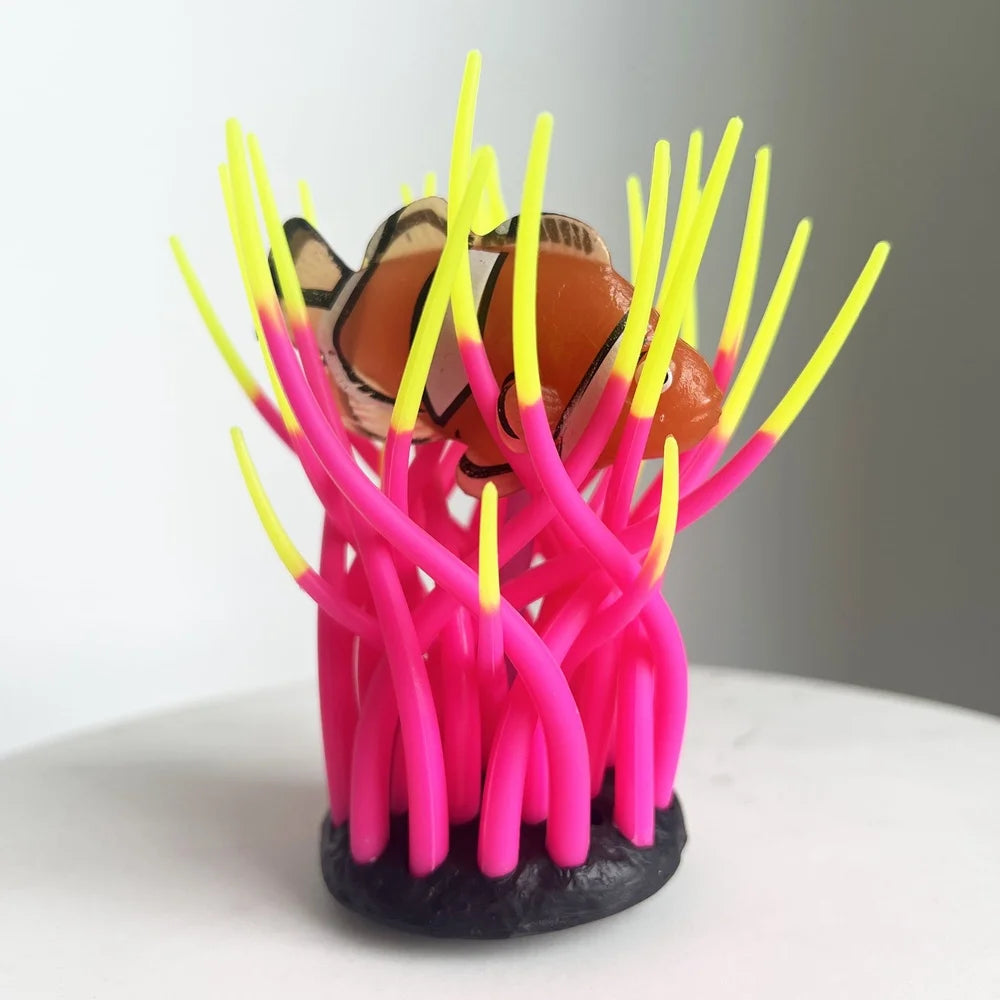 Multicolor Silicone Anemone Ornament With Moving Tentacles