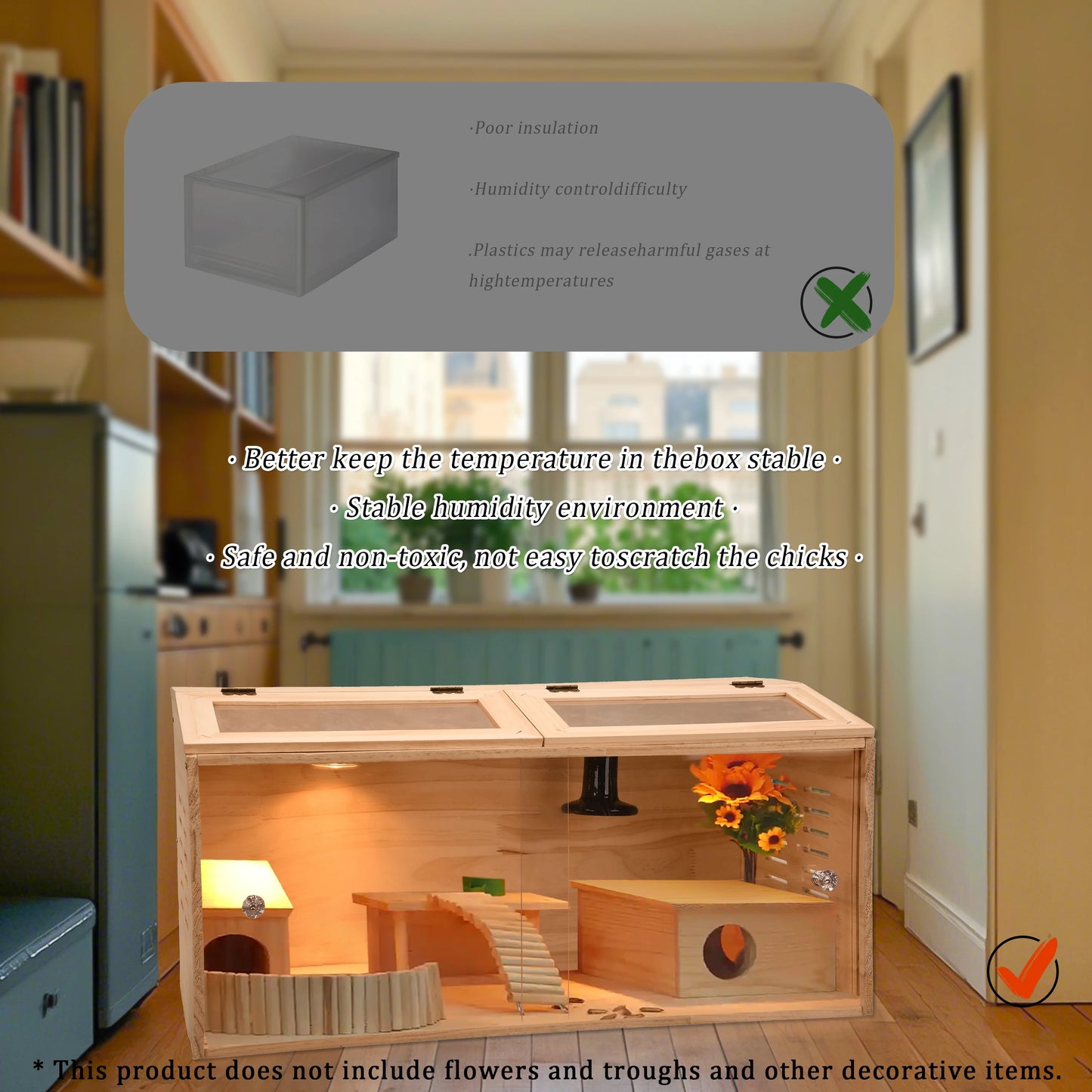 Wooden Chicken Brooder Box Small Animal Cage For Poultry Breeding Quail Birds Hamsters Hedgehogs Supplies