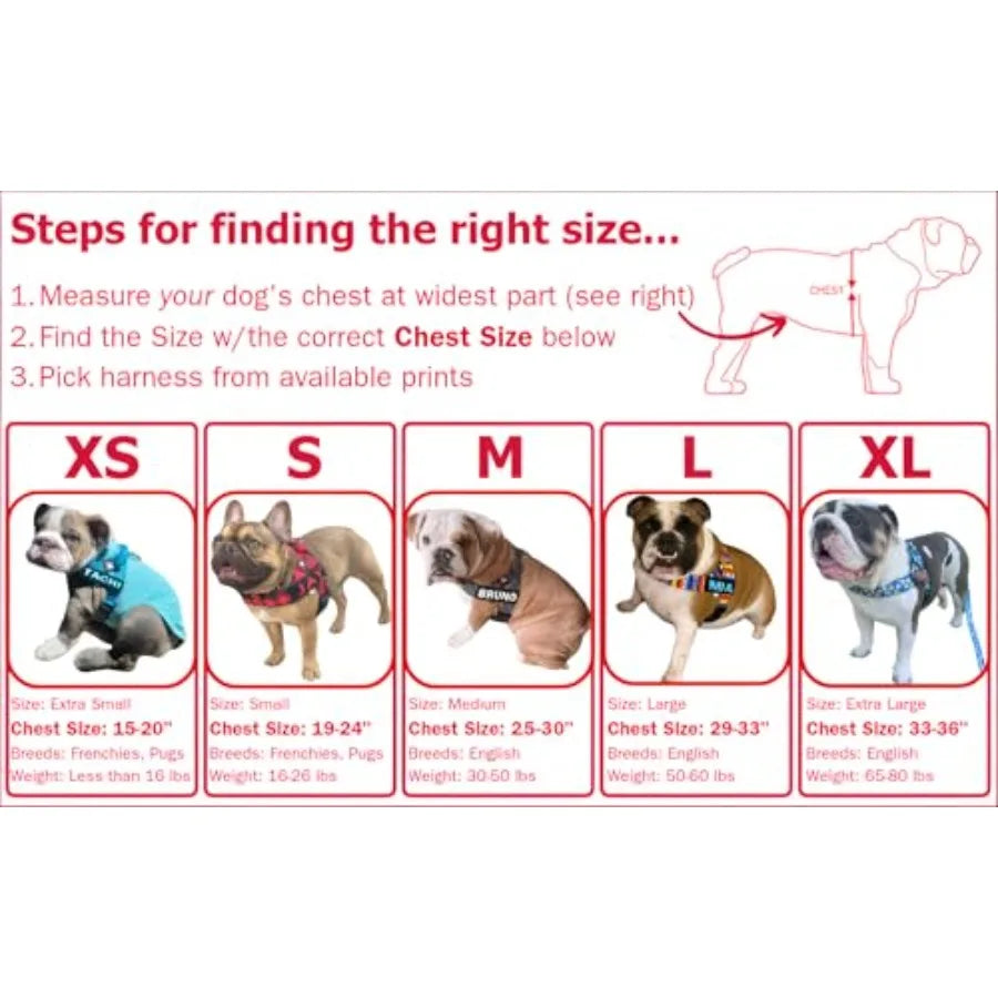 Adjustable Dog Harness English Bulldogs French Bulldogs Pugs No Pull No Choke