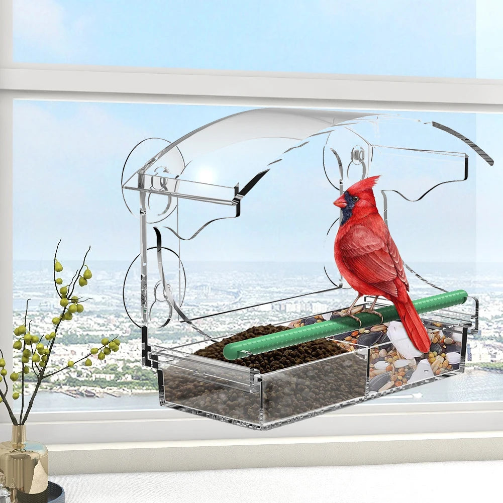 Acrylic Window Bird Feeder With 4 Suction Cups For Outdoors