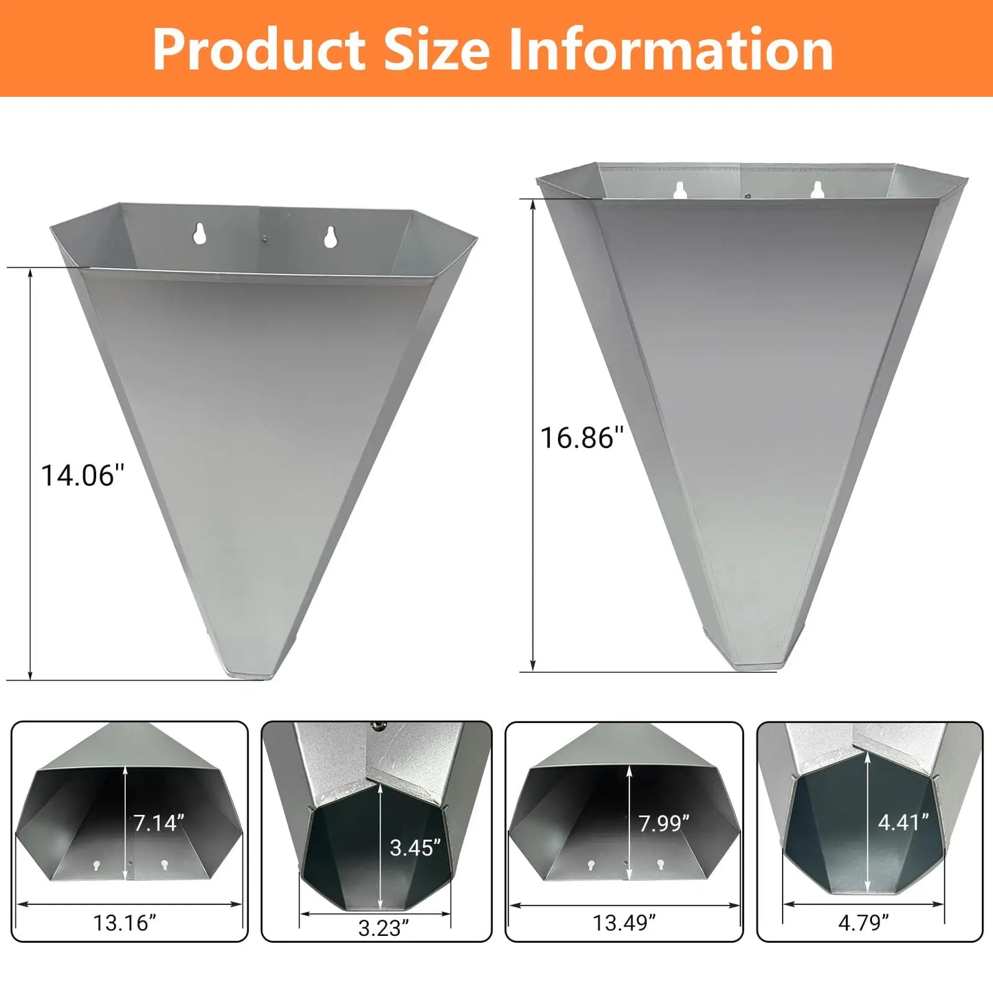 Galvanized Steel Poultry Restraining Cone Large Chicken Cones for Layers Broilers and Turkeys Up to 8 Pounds Flat Back