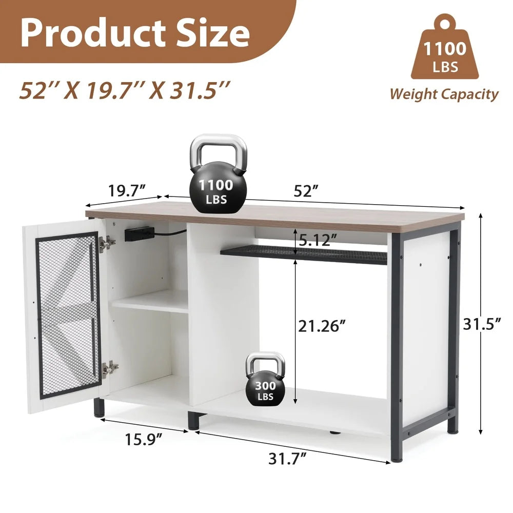 55 To 75 Gallon Heavy Duty Metal Aquarium Stand With LED Light And Cabinet