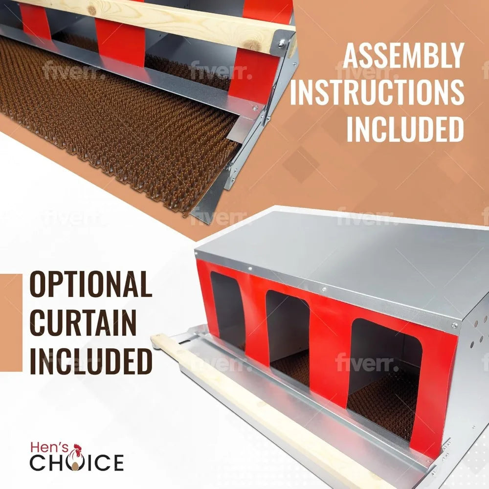 Hens Choice Roll Out Nest Box for Chickens Roll Away Nest Box 3 Compartment 36 Inch Heavy Duty Galvanized Metal