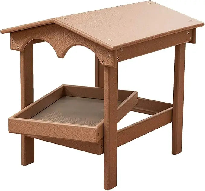 Recycled Plastic Large Raised Platform Covered Ground Fly Through Bird Feeder with Removable Seed Tray for Outdoors USA