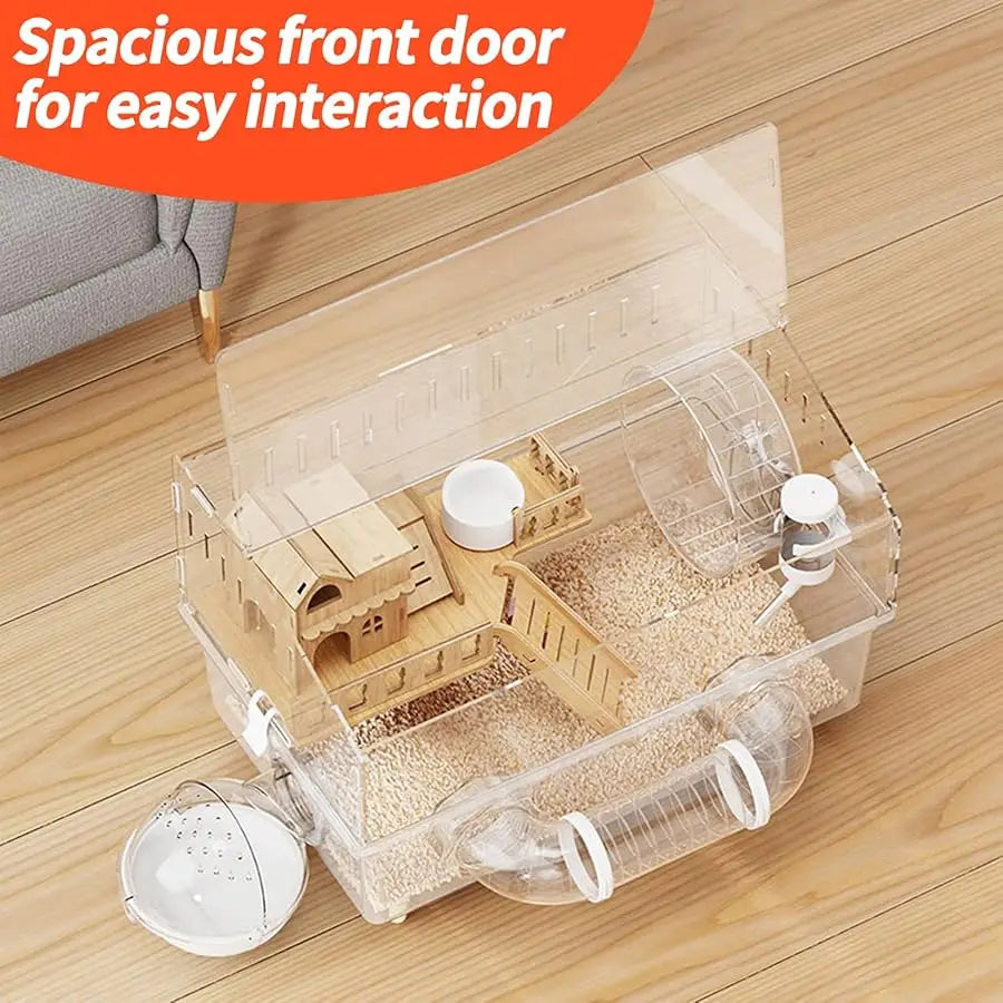 Large Hamster Cage 17x11x13 Inch Acrylic Habitat - Multi-Le el Enclosure for Dwarf/Syrian Hamsters, Mice & Gerbils ( entilated D