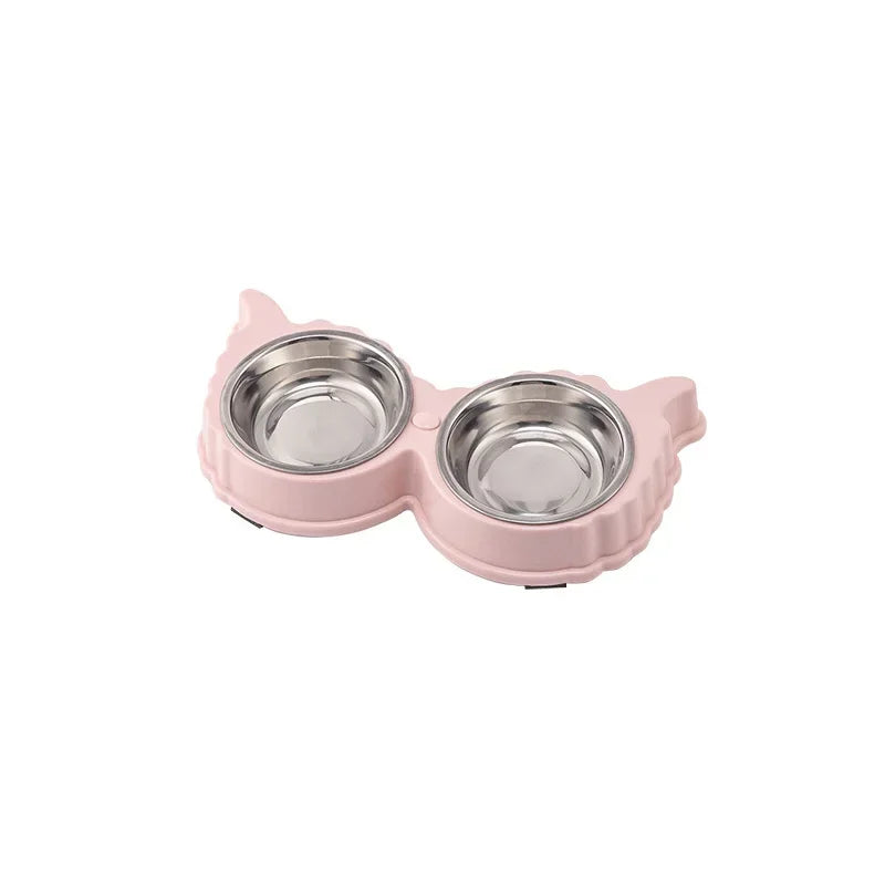 Pet Cute Plastic Food and Water Bowls for Cats and Dogs Rounded Feeder and Drinker Home Pet Supplies