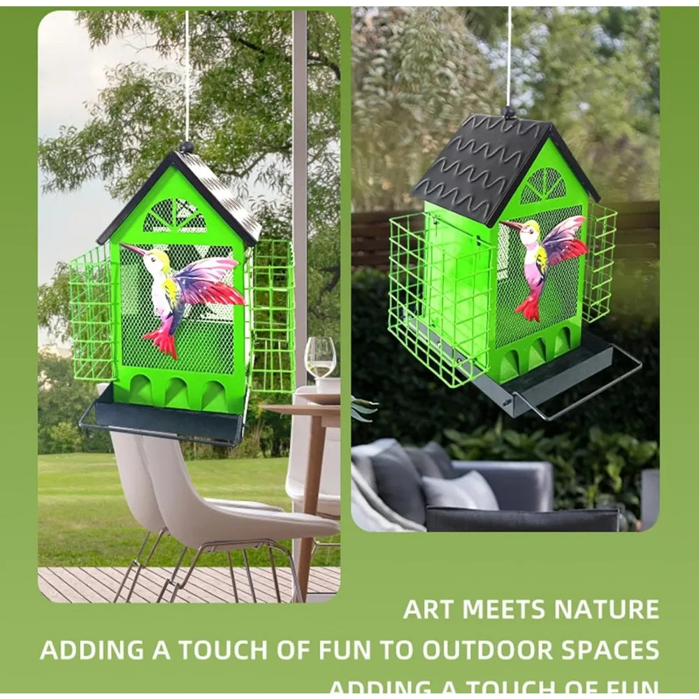 Metal Bird Feeders for Outdoors Hanging Weatherproof Large Capacity