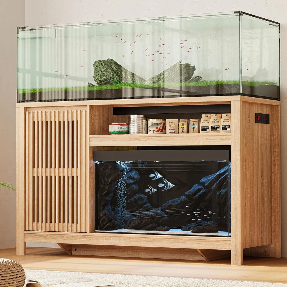 55 to 75 Gallon Fish Tank Stand With Power Outlet and Cabinet