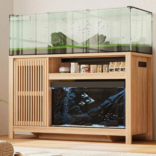55 to 75 Gallon Fish Tank Stand With Power Outlet and Cabinet