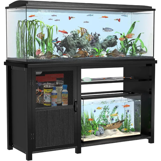 55 To 75 Gallon Aquarium Stand With Cabinet Storage And Heavy Duty Metal Frame 52 Inch Tabletop